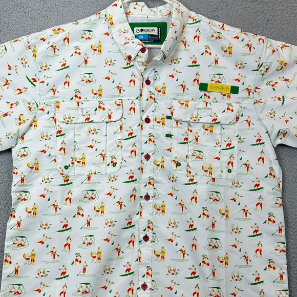 Magellan Outdoors Other - Magellan Outdoors Shirt Mens Large Fish Gear White Lucha Libre Button Down EUC